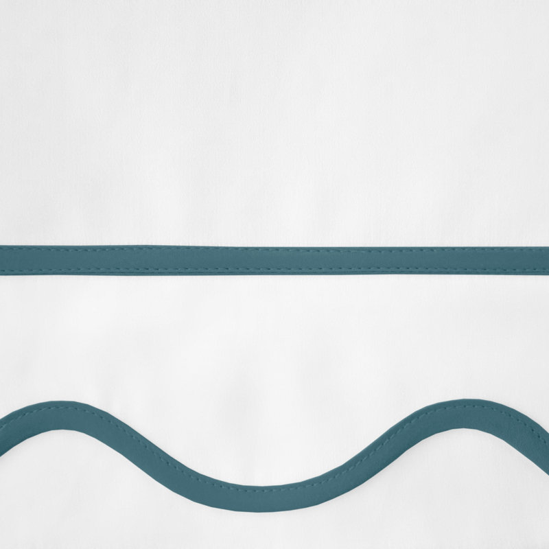 Amalfi Sateen Sheet Set, White/Teal, California King Sheet Set