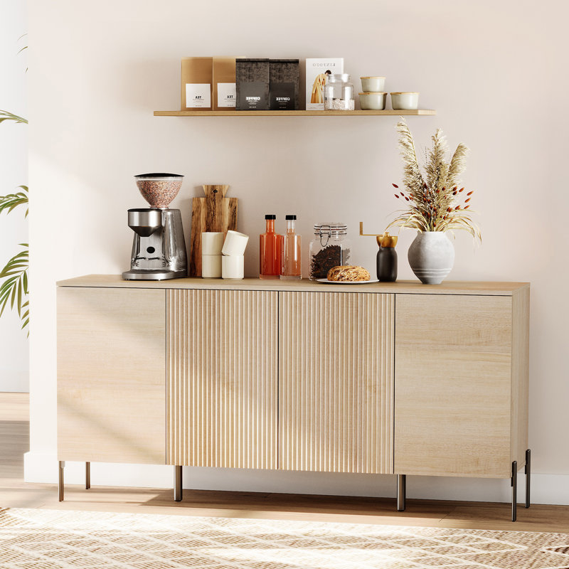 Laverda 61" Reeded 4-Door Sideboard, Beige