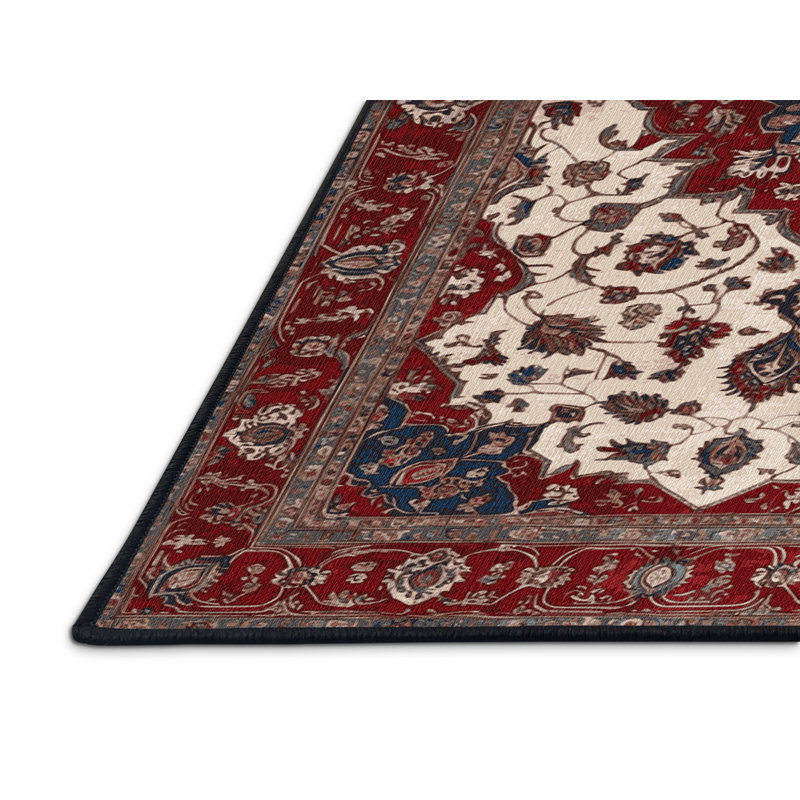Tapis persan noir lavable à la machine, Carré 4 pi