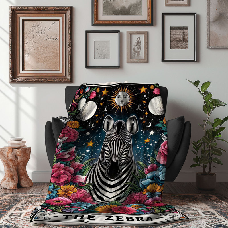 The Zebra Tarot Card - jeté Sherpa Blan Premium 1 pièce, L 50 po x L 60 po