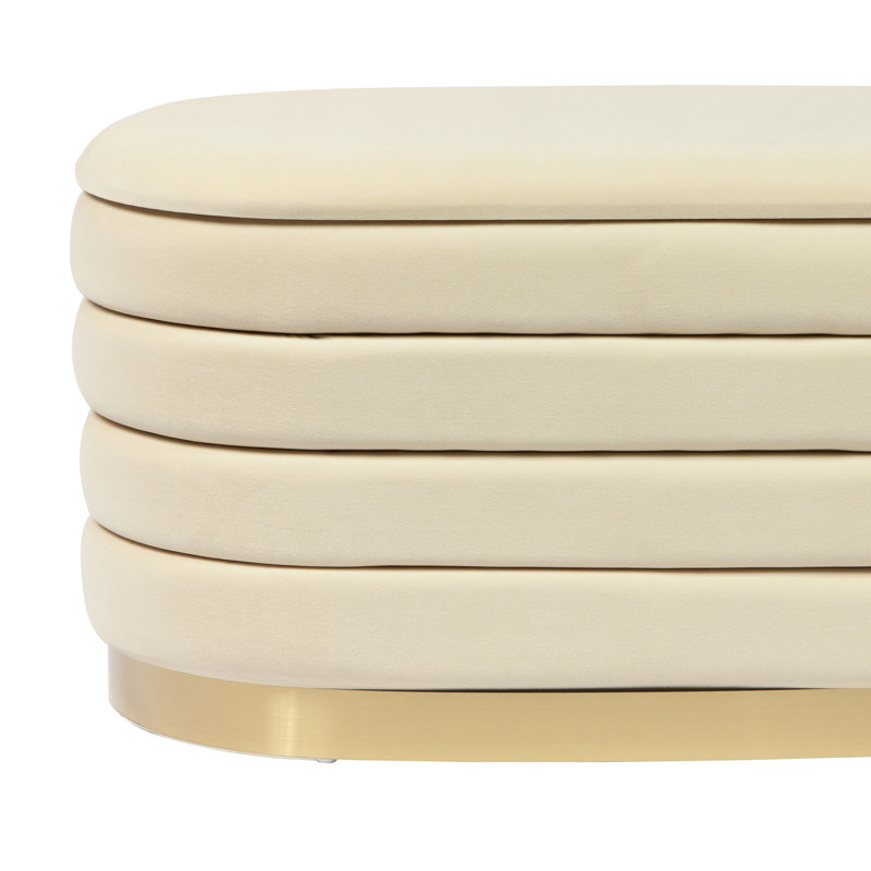 Banc de rangement rembourré TOV, Crème, crème