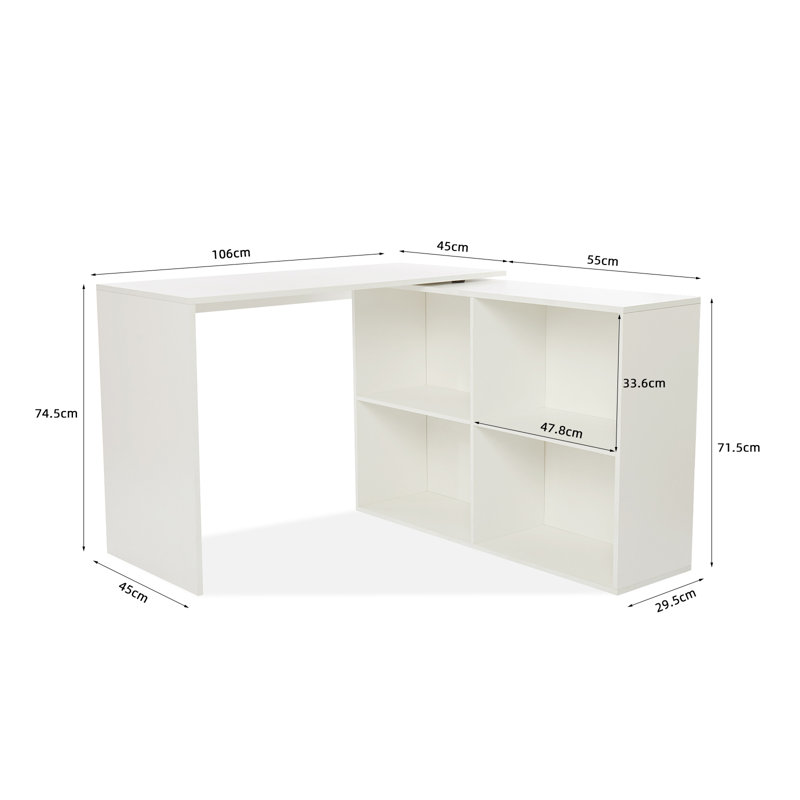 Empress L-Shaped Computer Desk, White
