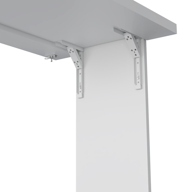 Wall Foldable Table With Multiple Shelves, White