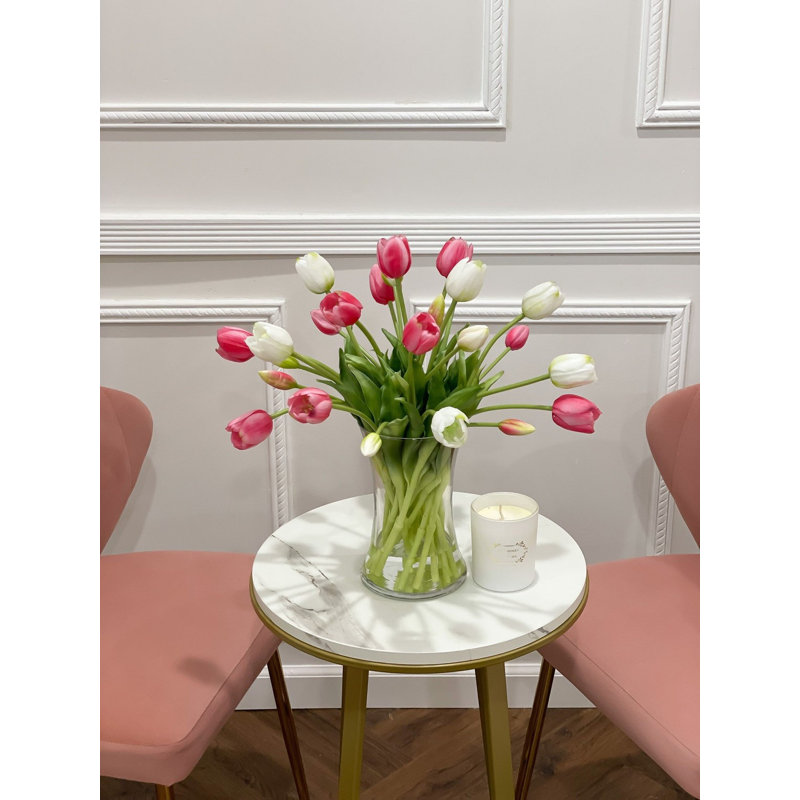 Faux Tulips Arrangement in Tall Vase