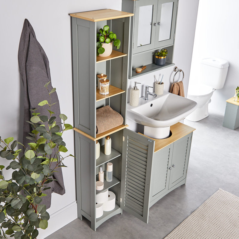 Shrewsbury Grey Freestanding Tall Bathroom Cabinet