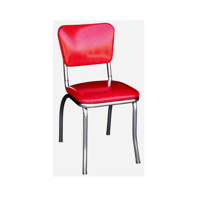 Chaise de salle à manger rembourrée rétro, Rouge glace fissurée