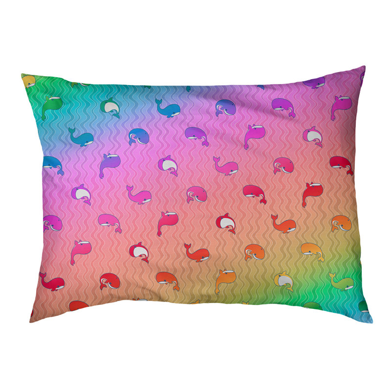 Coussin pour chien Campion Whales, Grand (l 42,5 po x P 32,5 po x H 14 po), Rouge / olive / rose
