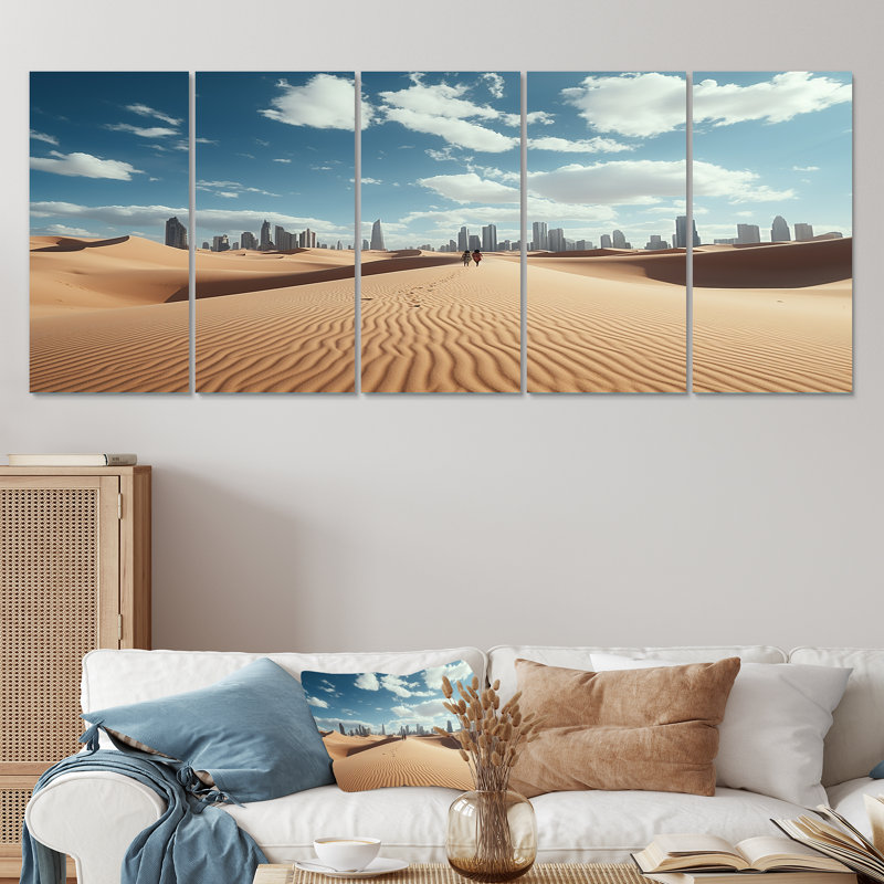 Mirage Metropolis New York City In Sahara I - Desert, art mural 5 pièces, H 32 po x l 80 po