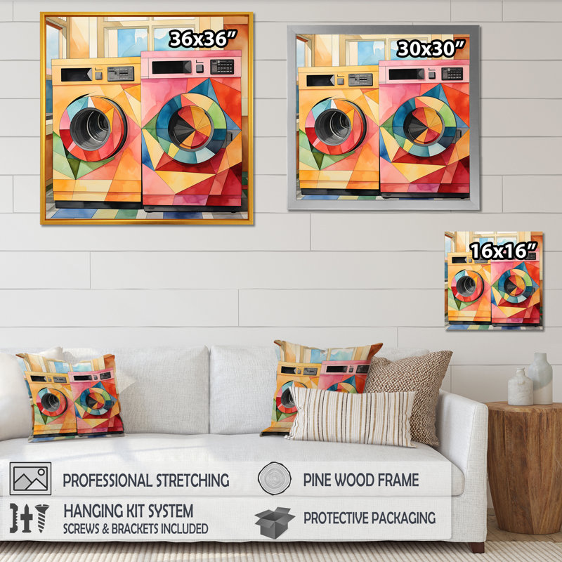 Washing Machines Laundry Day 1 - Laundry Wall Art, 30" H x 30" W x 1.5" D