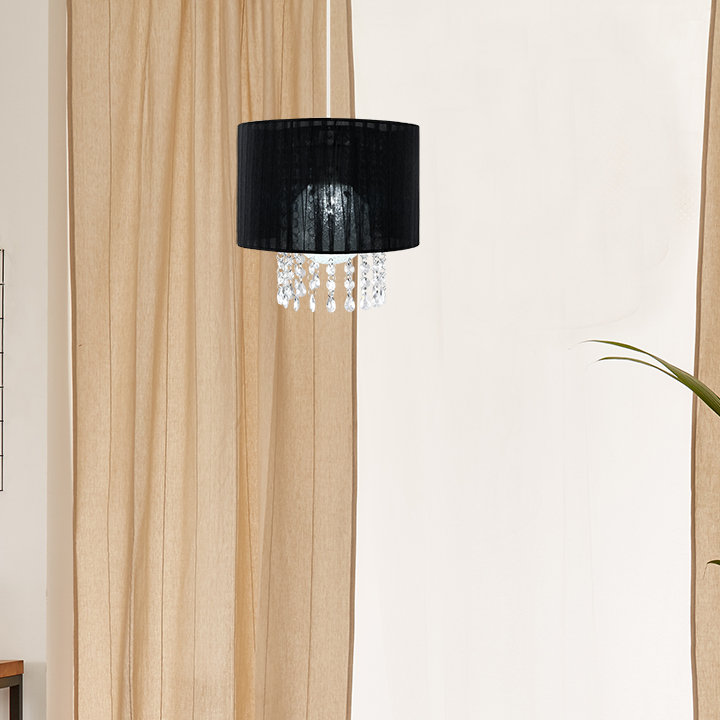 28 cm H Drum Fabric Pendant Shade ( Screw On ), Black