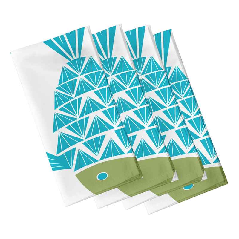 Shelva Polyester No Pattern Square Napkin, Turquoise