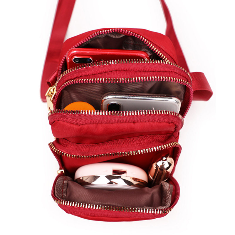 Sac à bandoulière en nylon 3 couches, Red