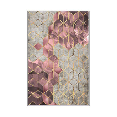 Tapis luxueux, 100% polyester, 23,6 po x 39,4 po | 650 po / m², hauteur de poils de 0,3 po | Antibactérien, envers antidérapant en PVC, lavable à la machine | Impression numérique 3D, parfaite pour le décor du salon et de la chambre à coucher