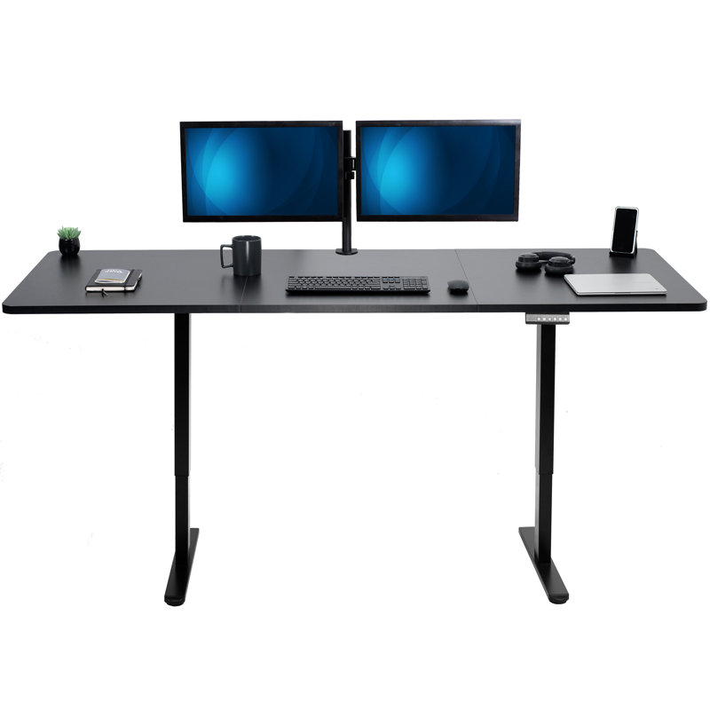 Vivo Electric Dual Motor Standing Desk, 82.7" W, Black, Black