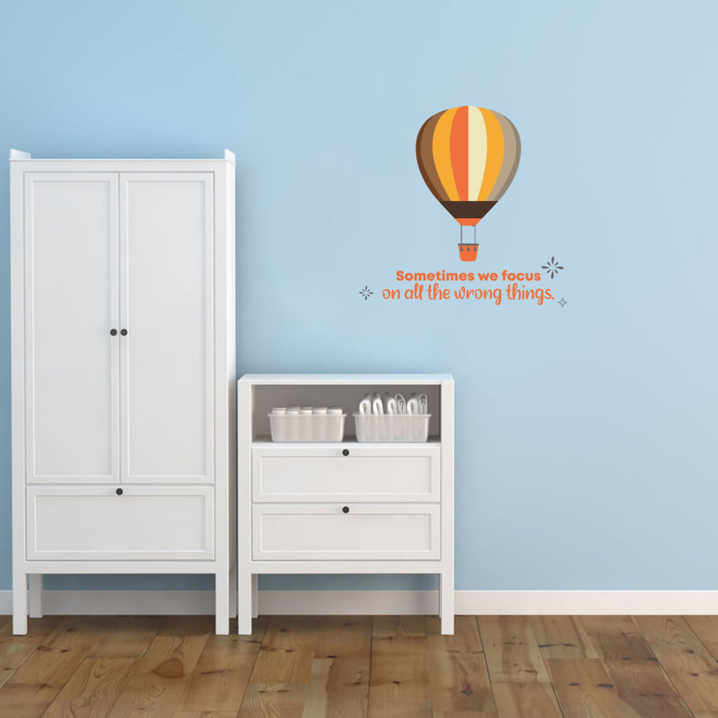 Décalcomanie murale en vinyle à montgolfière, H 18 po x l 20 po x P 0,05 po