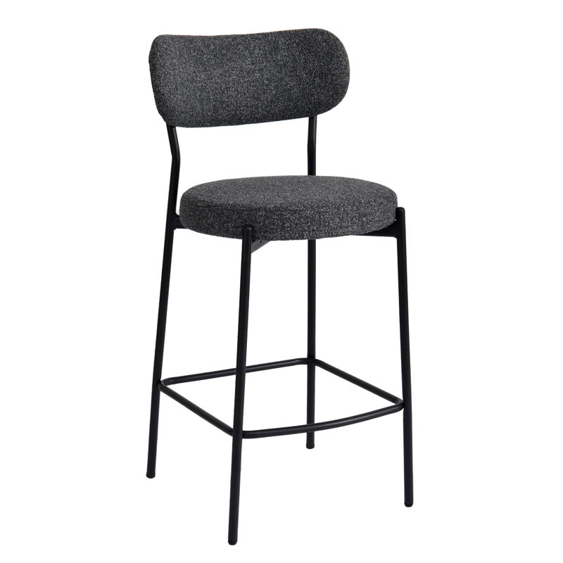 Opaline Upholstered Counter Stool, (Set of 2), Dark Gray