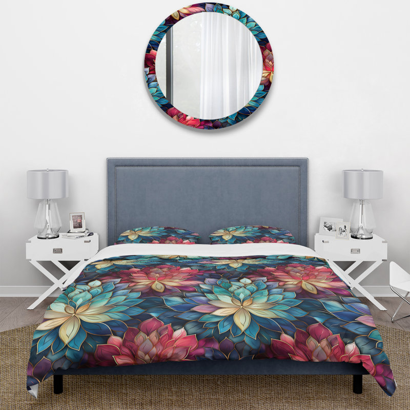 Ensemble de housse de couette à motif bohème marocain, Housse de couette simple + 1 taie décorative stan