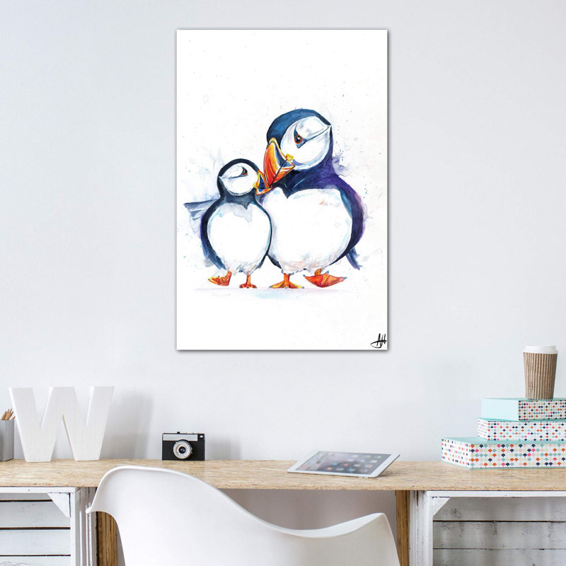 Décoration murale pour enfants Parading Puffins, Toile tendue, H 26 po x l 18 po x 1,5 po