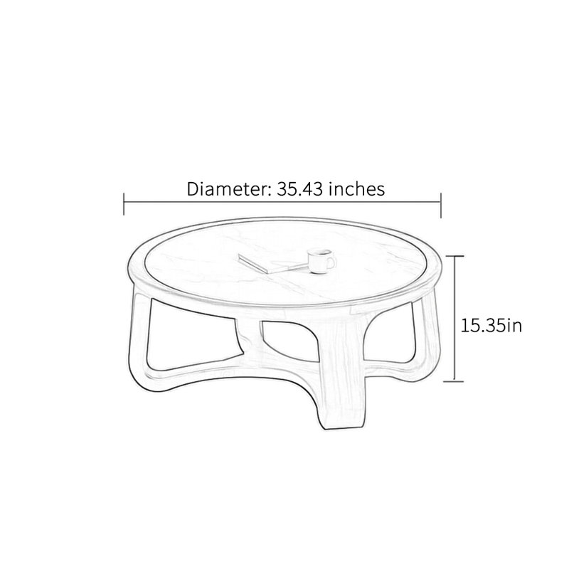 Table basse minimaliste de style Renaissance, H 15,35 po x L 35,43 po x l 35,43 po