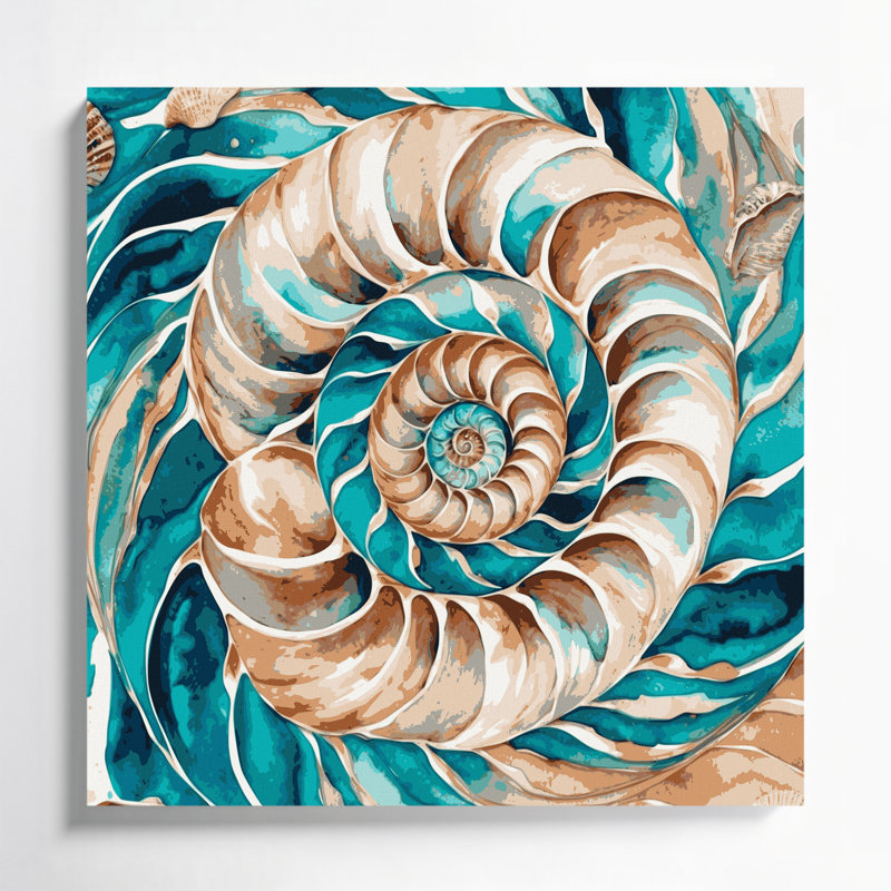 Hawaiian Seashells, toile d'art beige sur toile, H 32 po x l 32 po
