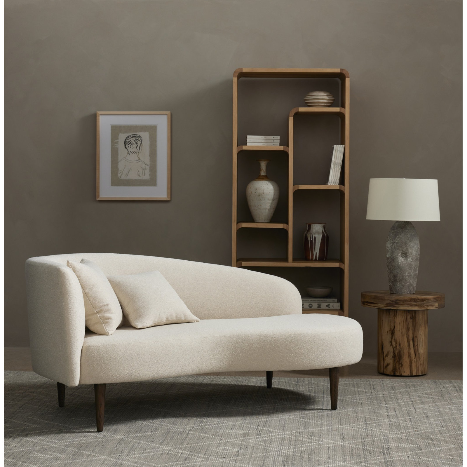 Aurelia Oak Chaise Lounge, Left Hand Facing