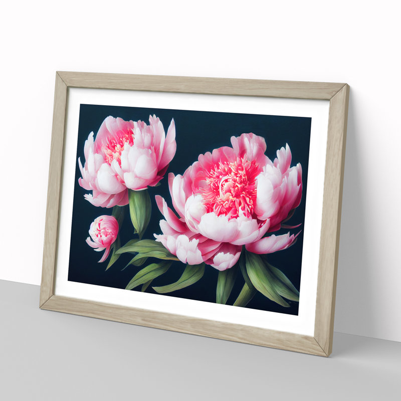 Royal Peonies - Framed Print, 46cm H x 64cm W x 2cm D, Oak 