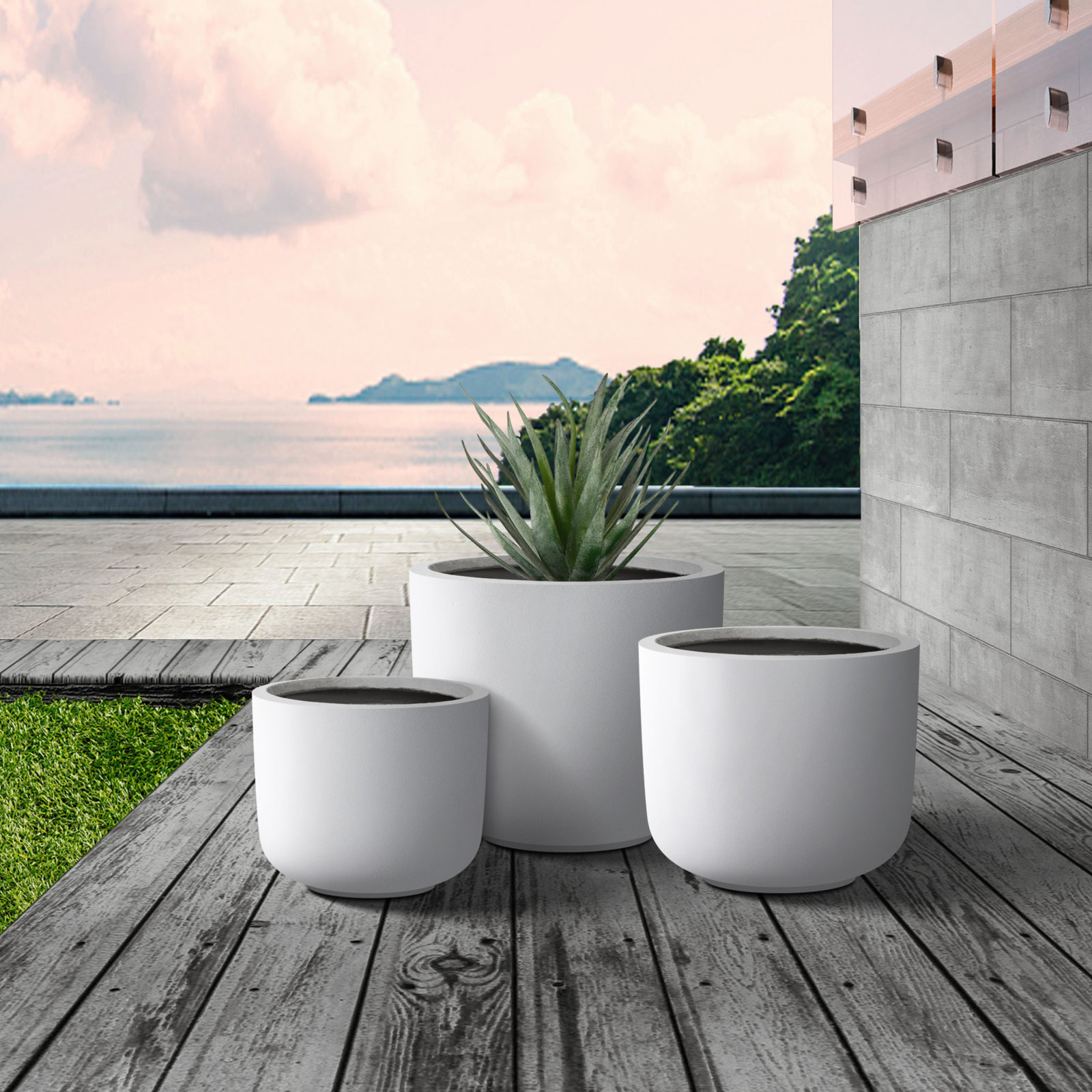 Tali 13" Pot Planter, Pure White
