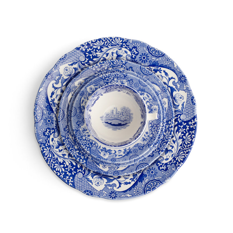 Blue Italian Porcelain 5-Piece Dinnerware Set