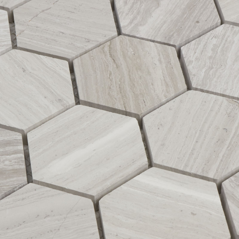 Stone Mosaics Hexagon Honed 2" x 2" Natural Stone Field Tile in Chenille White