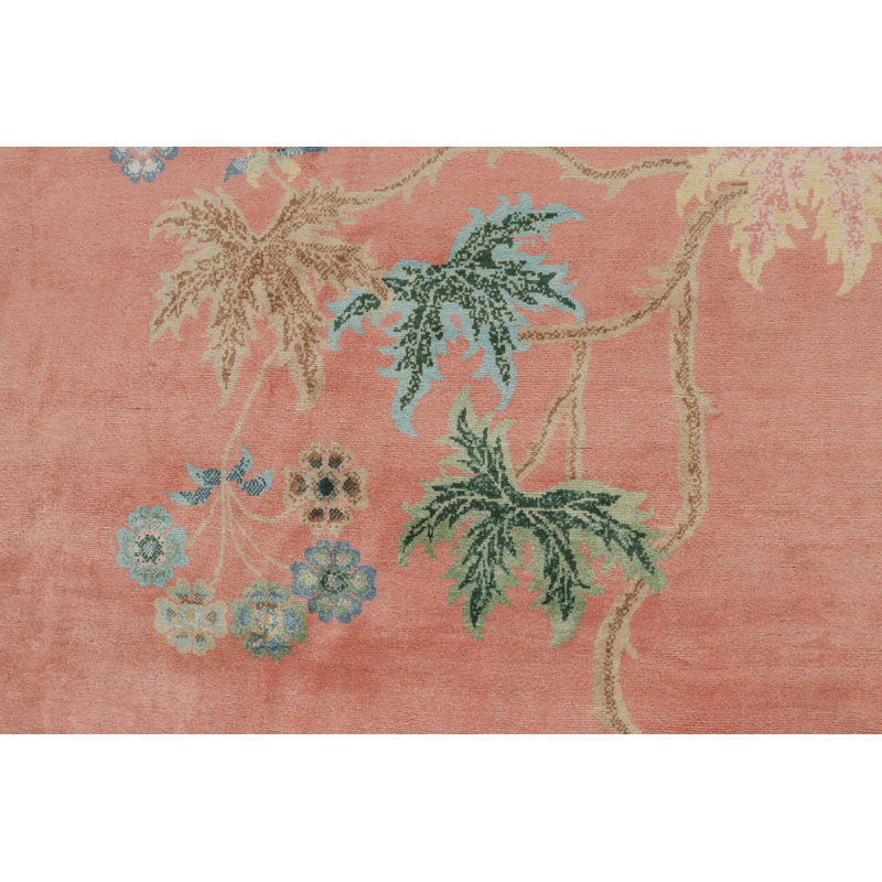 Hand Knotted Wool Floral Area Rug, Rectangle 10' x 14'