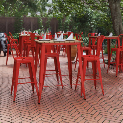 Gwennette 31.5" Square Commercial Poly Bar Top Restaurant Table with Steel Frame