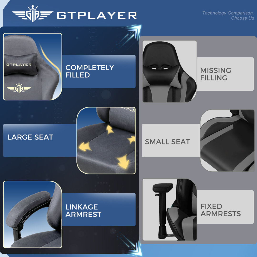 GTPLAYER GAMING CHAIR Adjustable Reclining Ergonomic Swiveling PC & Racing Game Chair