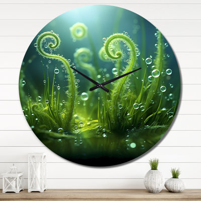 Magical Fern Light Of Morning Dawn II Metal Wall Clock