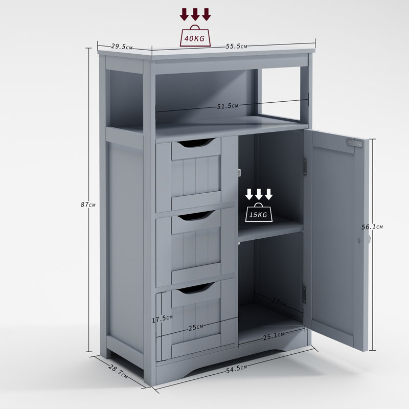 Abiral Freestanding Bathroom Cabinet, Grey