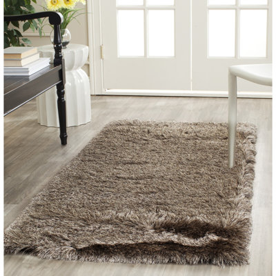 Tapis performance à poil long touffeté à la main de couleur unie Cimah