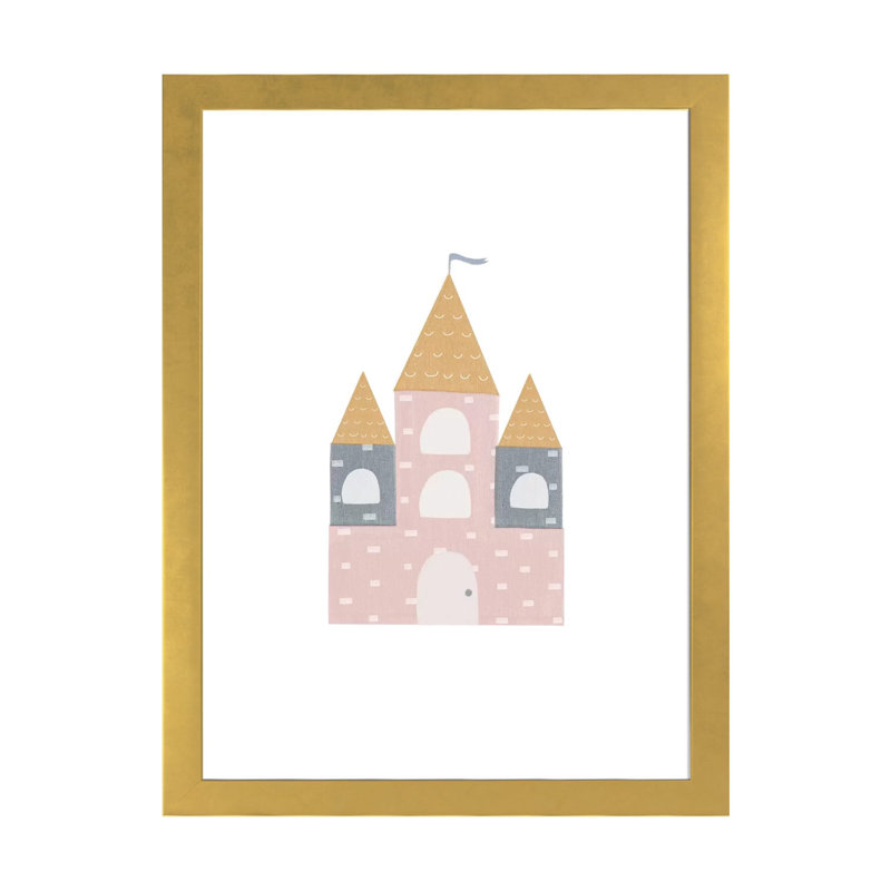 Décoration murale château pour enfants, H 24 po x l 16 po x P 1 po, Papier encadré doré