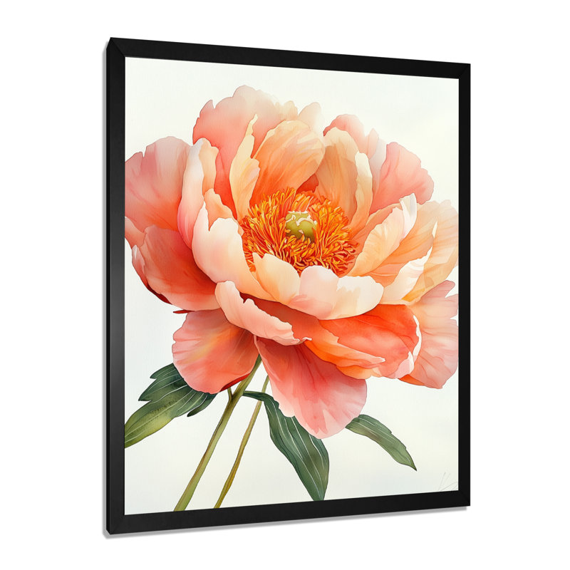 Cernobbio - Art mural sur toile florale, Noir, noir, noir, noir, H 20 po x l 12 po, Avec cadre