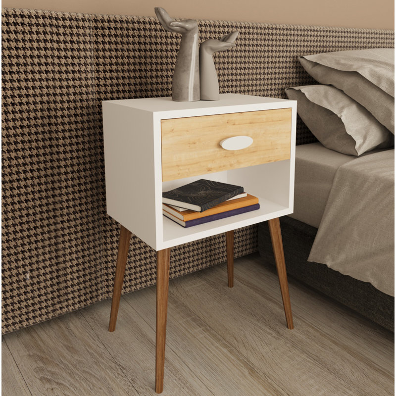 Salamonia 45cm W Manufactured Wood Bedside Table, Honey Oak