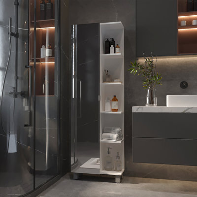 Armoire à linge à 5 tablettes avec miroir
