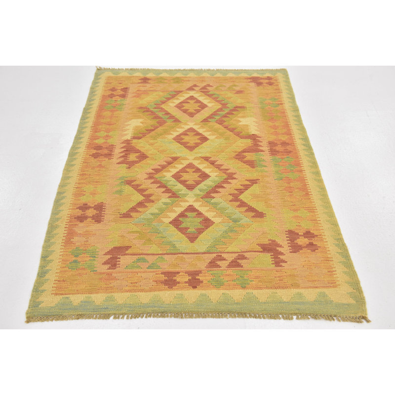 Tapis en laine rouge 3 pi 2 po x 5 pi one-of-kind main-noué la new age Elland