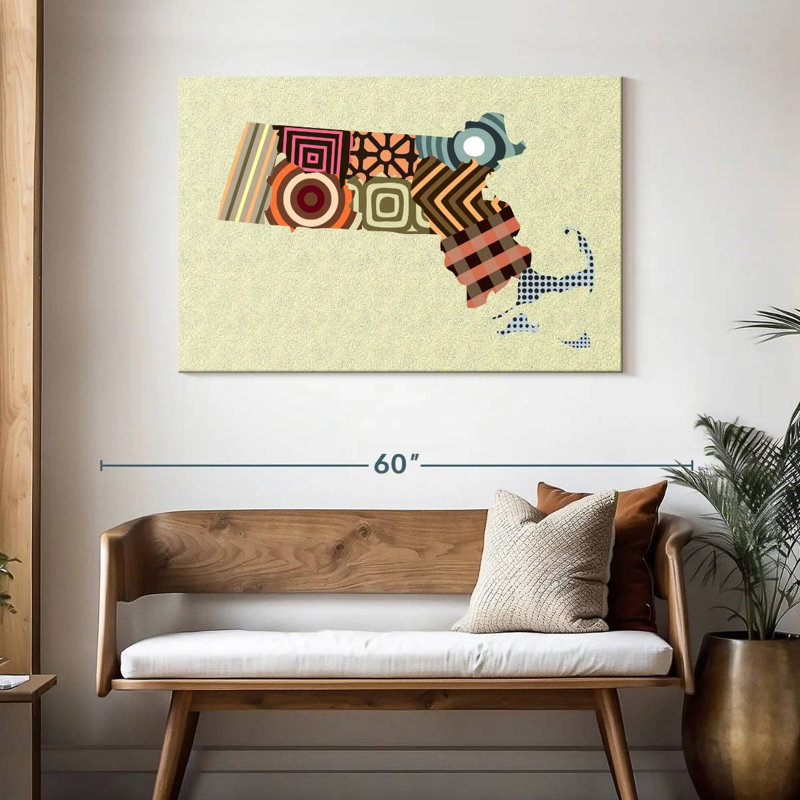 Massachusetts State Map, 30" H x 45" W