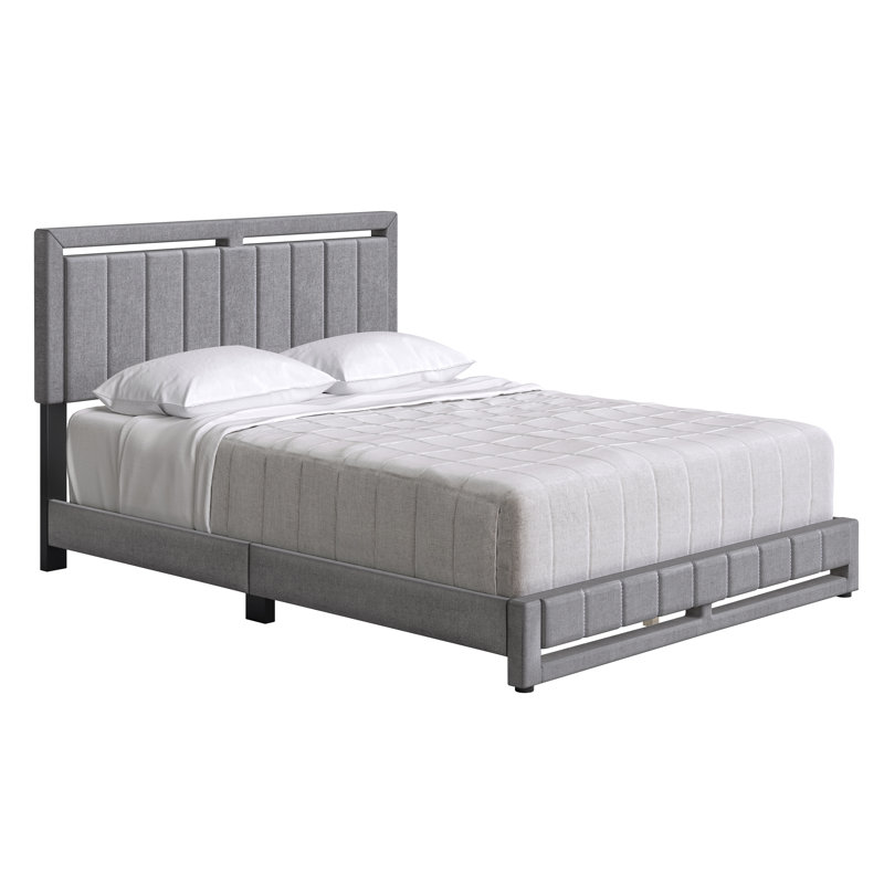 Base de lit tapissier Senata Linen, Gris, Très grand