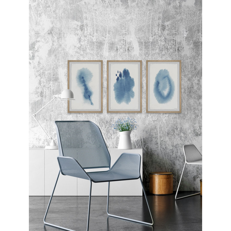 «Amazing Blue Ink» par Marmont Hill - Ensemble de 3 reproductions de cadres photo simples, H 12 po x l 8 po x P 1,5 po