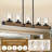 5-Light Rustic Kitchen Island Lighting, Linear Dimmable Adjustable Height Chandelier with Transparent Glass Shade for Kitchen and Dining Room