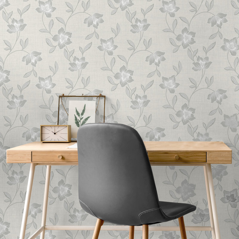 Larson Floral Wallpaper, Silver