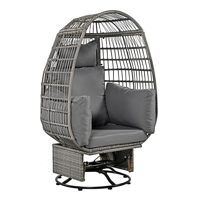 Chaise pivotante d'extérieur avec coussins, Gris, Gris