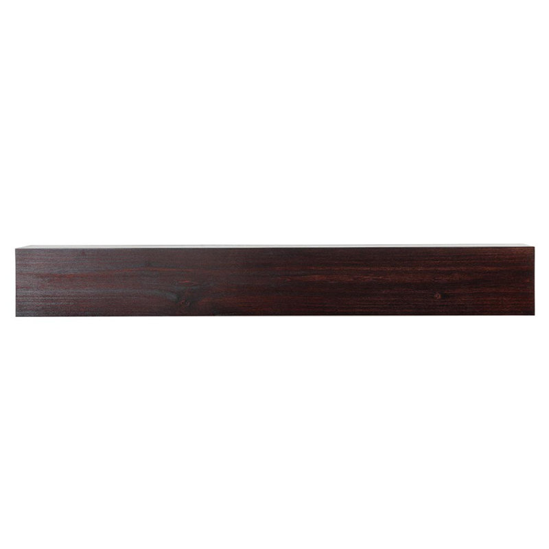 Modern Ember Boone Floating Wood Fireplace Mantel Shelf - 8 Inch Tall - With Clean Box Design, Red Mahogany Stain, 72"