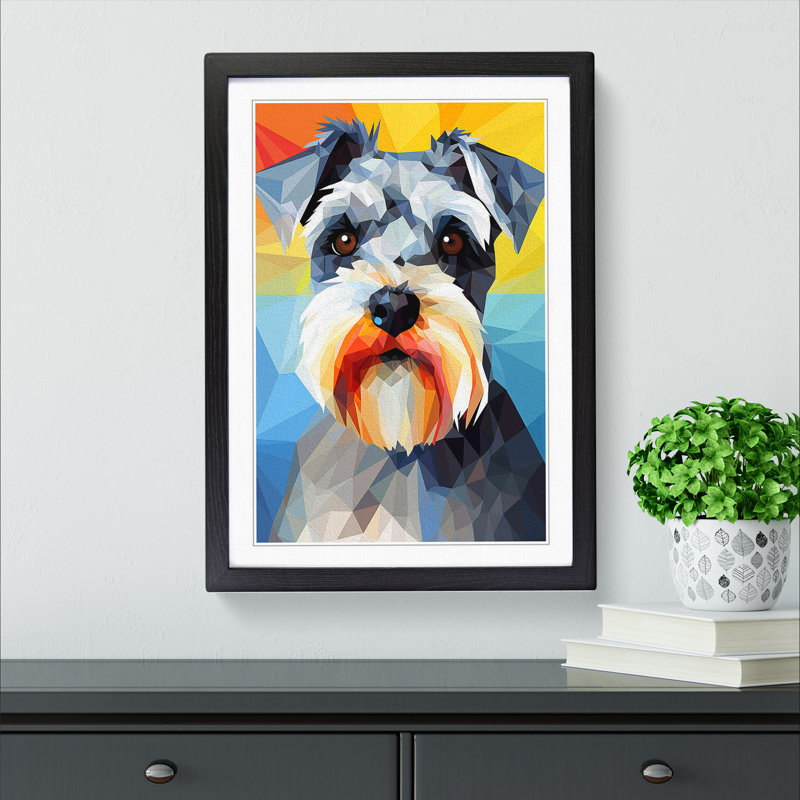 Schnauzer Geometric 1 Piece Single Picture Frame Wall Art, 64cm H x 46cm W x 2cm D, Black