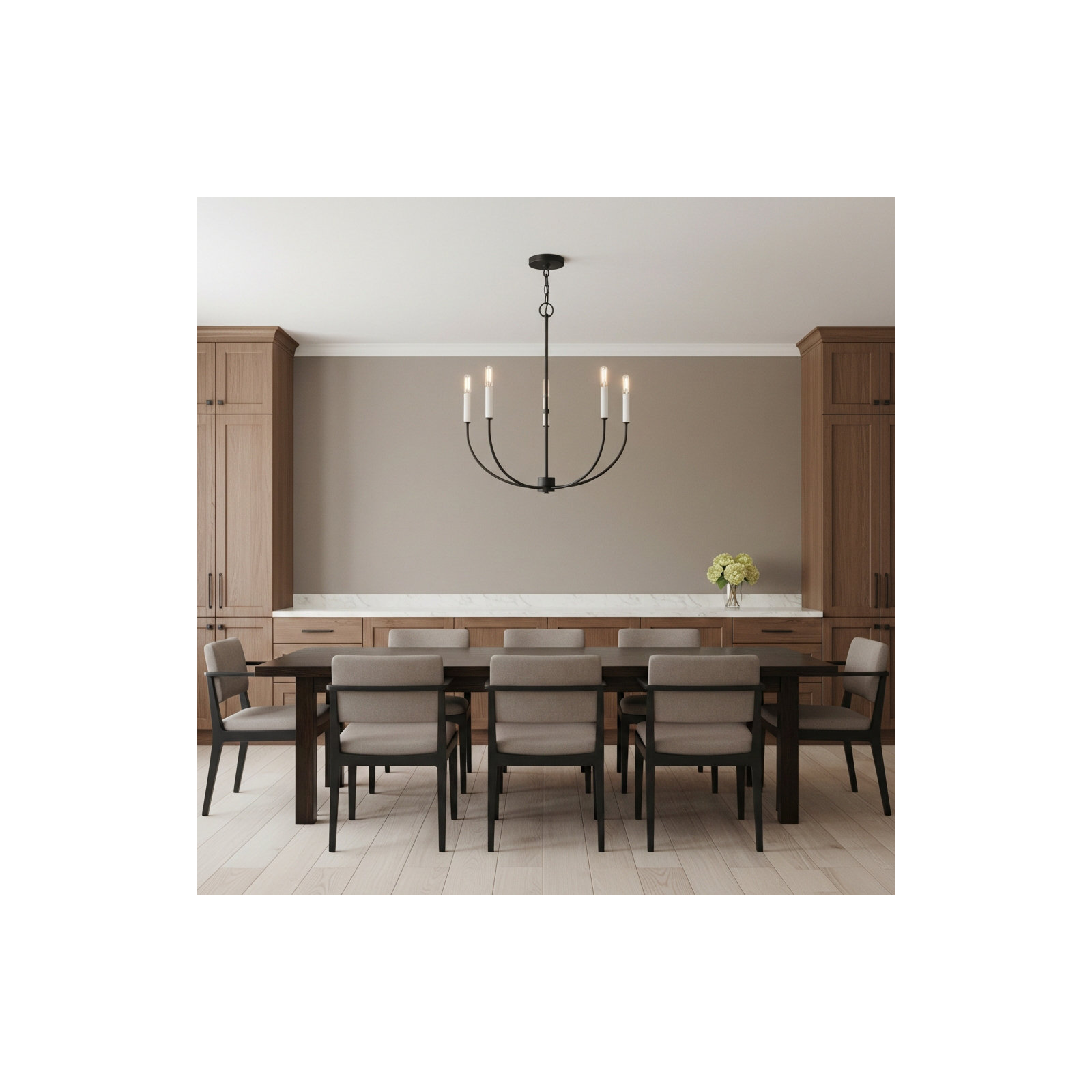 Kendrey 5-Light Metal Candle-Style Chandelier , Midnight Black