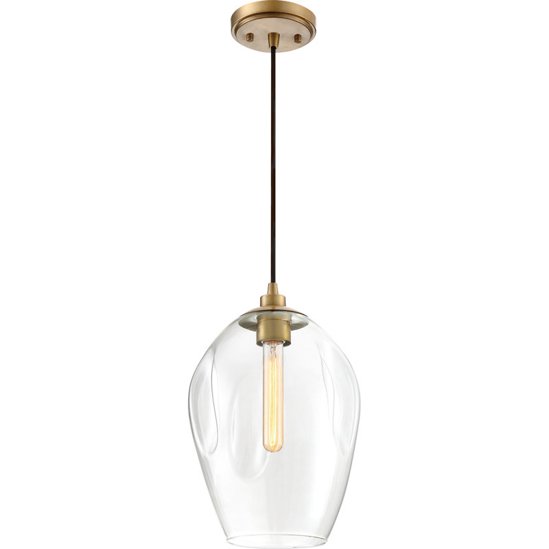 Luminaire suspendu en forme de cloche à 1 lumière Alala, Laiton délavé